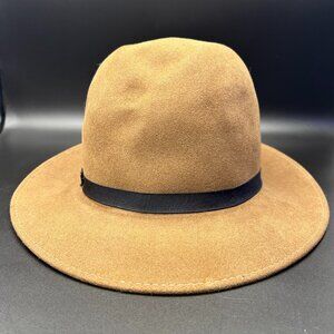 VTG Flechet Chapeau 100% Wool Fedora Hat Men's 7 / 56 Tan Black Logo Made in USA